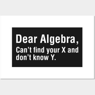 Dear Algebra, Can't Find Your X and Don't Know Why Posters and Art